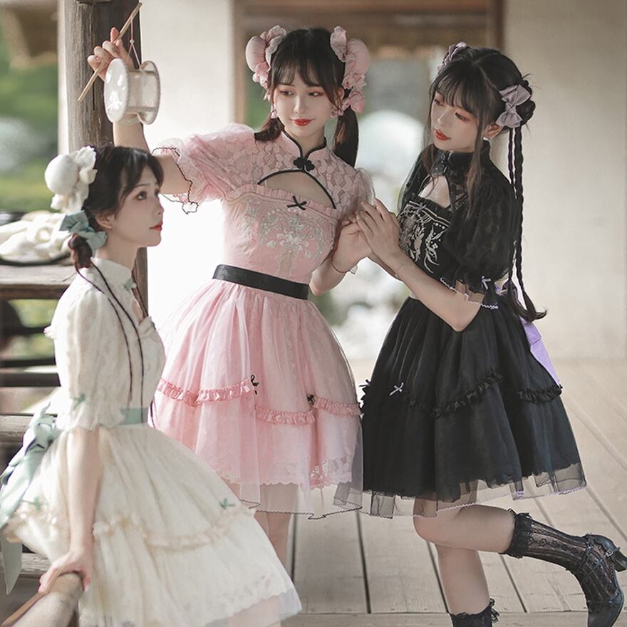 オリジナル lolita 洋服 ロリータ ワンピース ブラック L120  