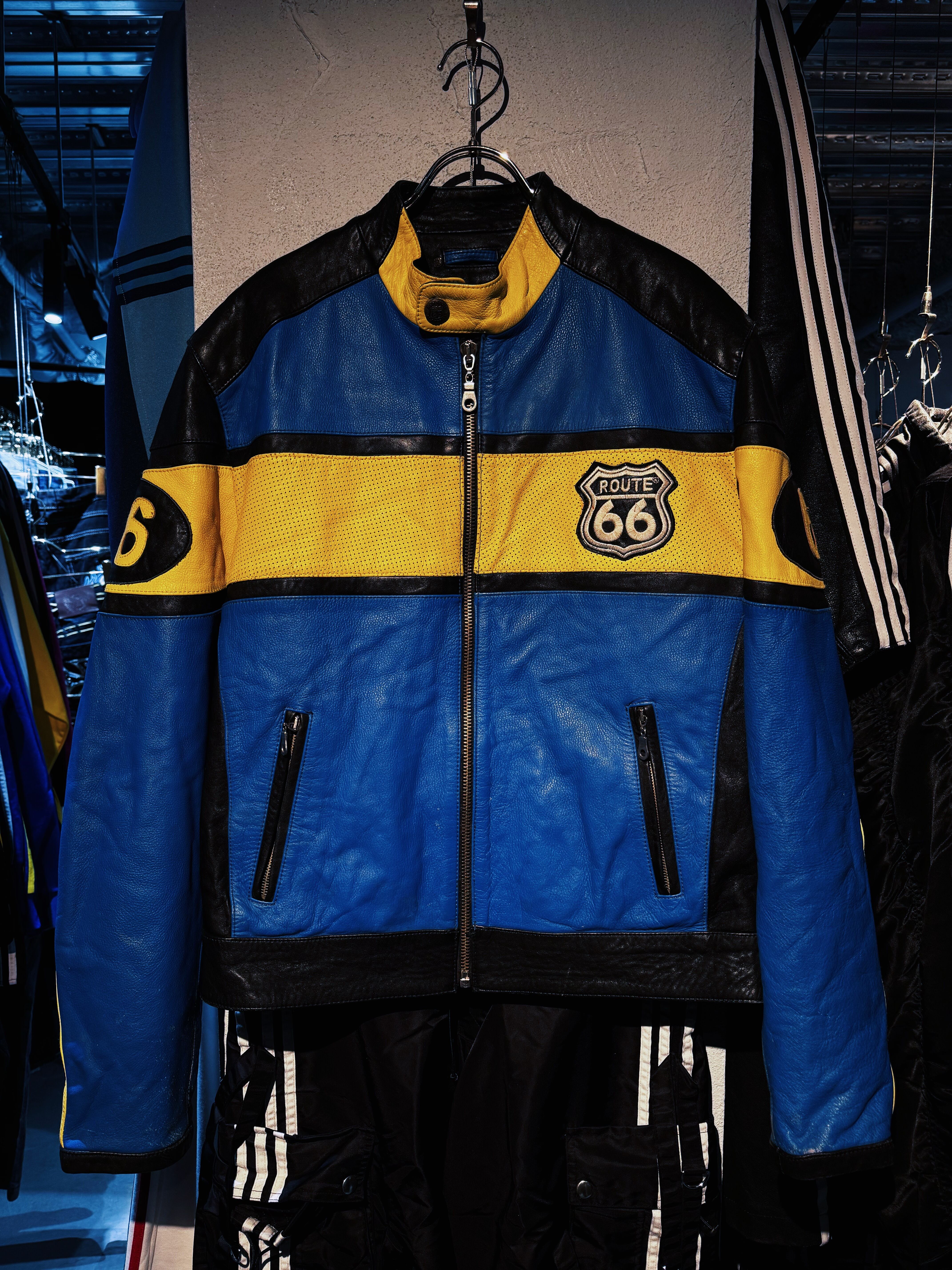 vintage"ROUTE 66"leather switching color Racing jacket