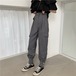 裾ボタン タックパンツ ハイウエスト 韓国ファッション レディース パンツ ズボン シンプル カーゴパンツ ガーリー レトロ DTC-619802105650_p