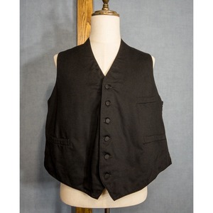 【1920-30s】"French Work" 6 Buttons Black Wool Vest