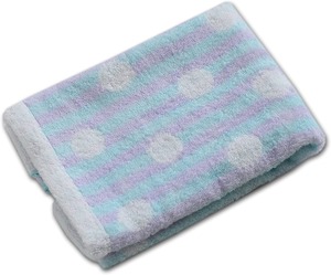 コットン100％ シュガーボンボンとマシュマロ 柔らかさを強調した柄 今治 フェイスタオル 32×86cm ブルー 一瞬にして水分を拭いとる吸水性の良さ 洗濯し易い 日本製 潤いのタオル エンプレットベール