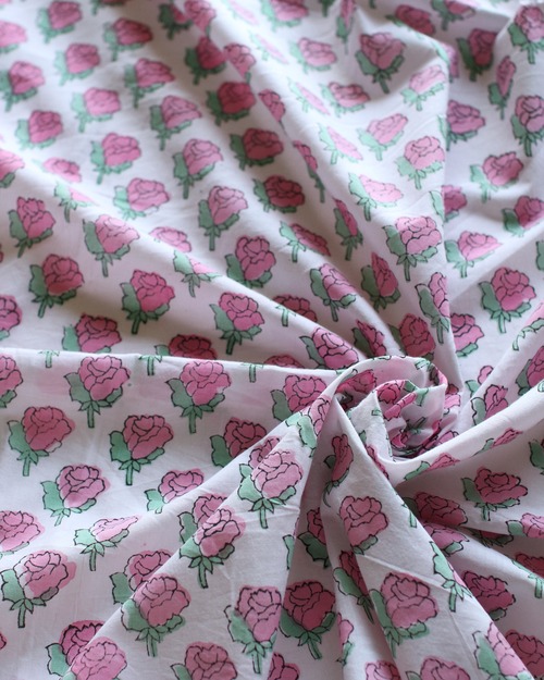 Block print FABRIC. <Pretty Rose>