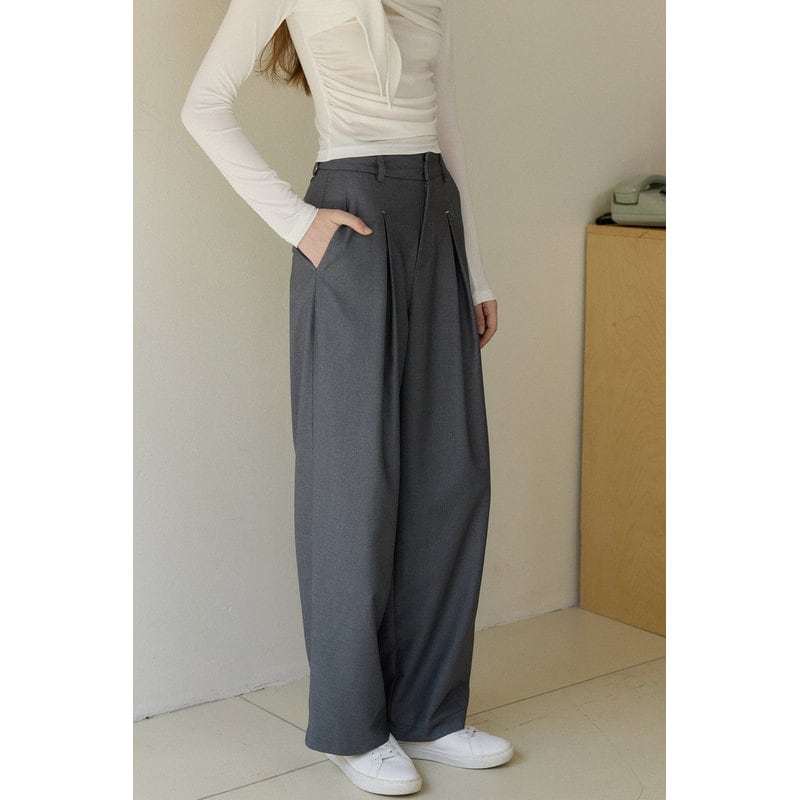 high waist tuck wide pants 101674