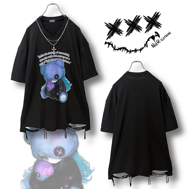 多機能ネックレス付きDAMAGE UNISEX CUTSEW【ONE BEAR】