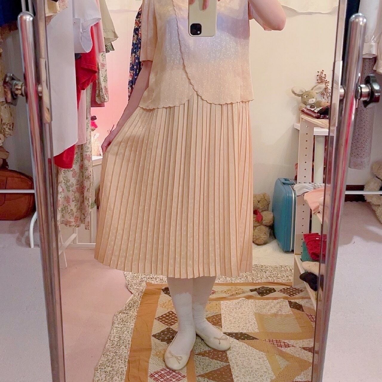 cream orange flower separate one-piece