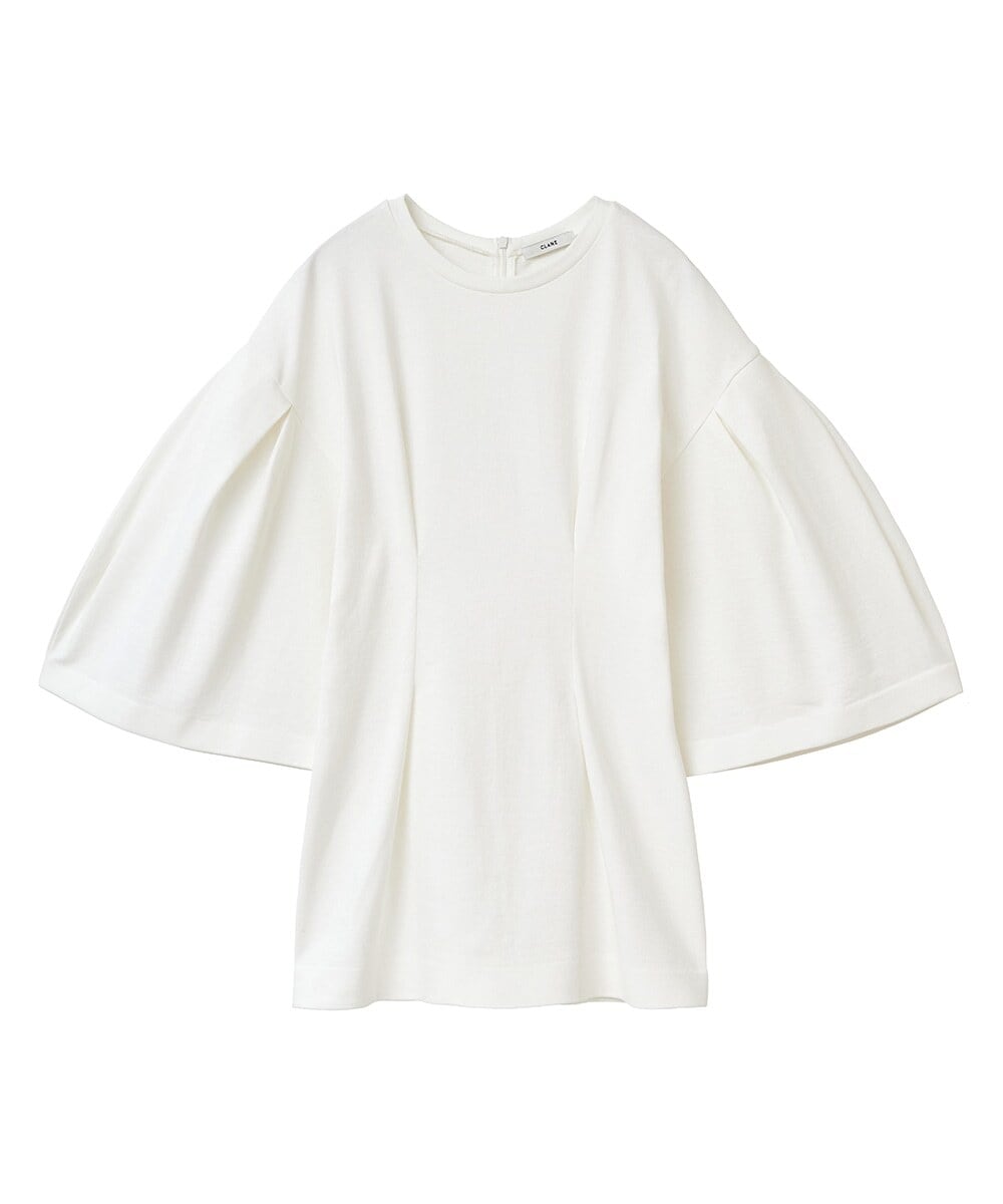 CLANE BIG SLEEVE WAIST SHAPE TOPS -WHITE- | Chapel