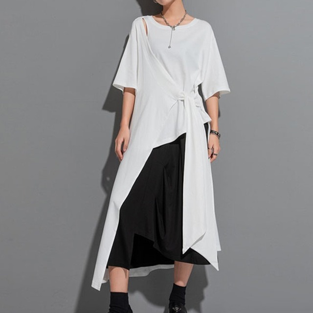 Fake Two Pieces Long Tops / フェイク ツー ピース ロング トップス シャツ
