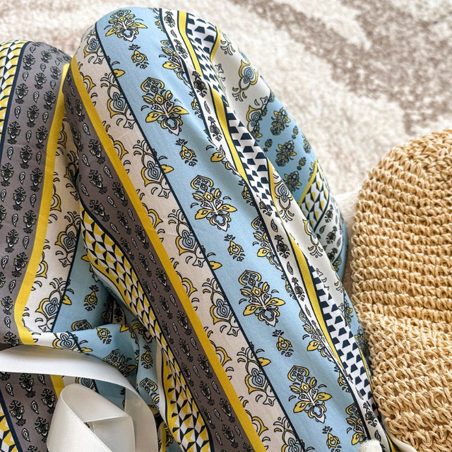geometric scarf print relax room pants  e2056