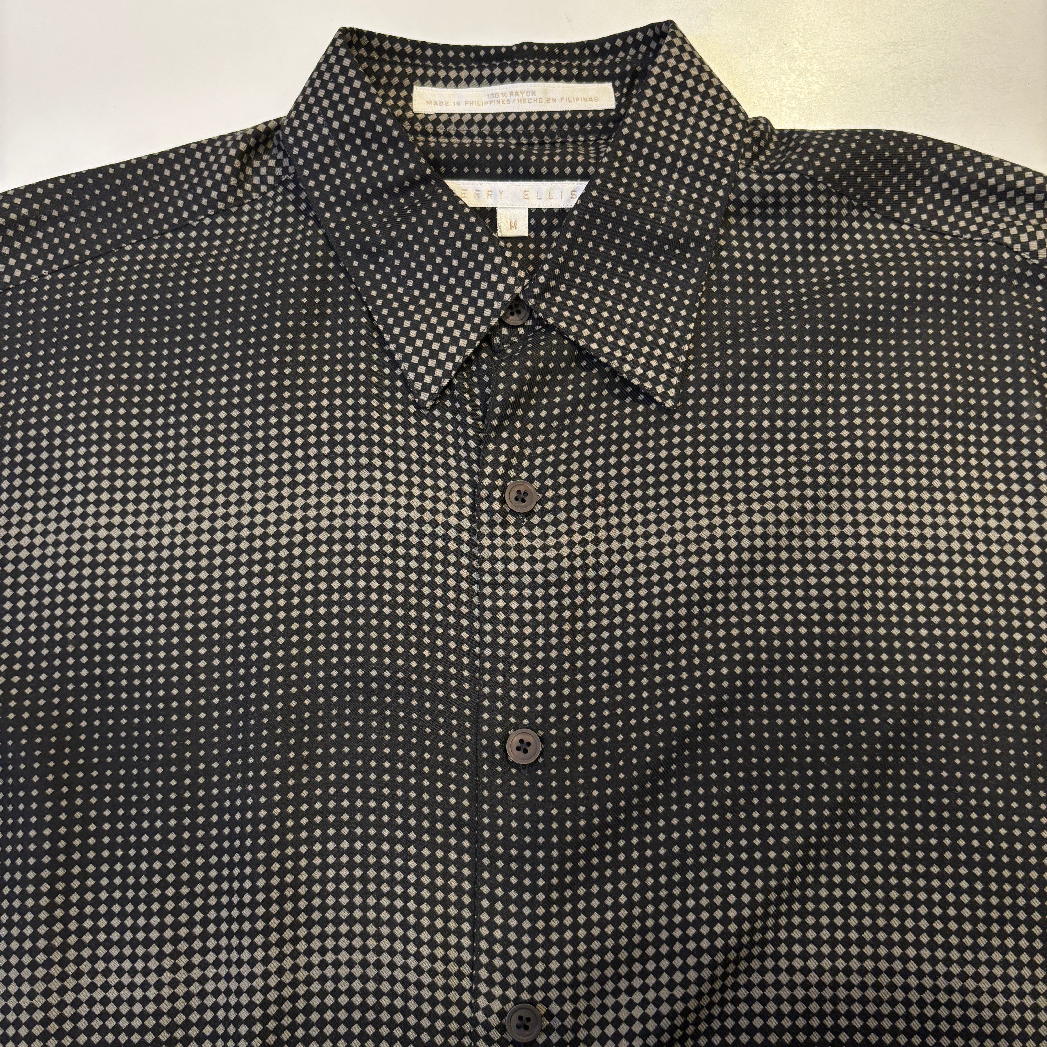1990'S PERRY ELLIS RAYON SHIRT DOT PATTERN SIZE M | safarionline