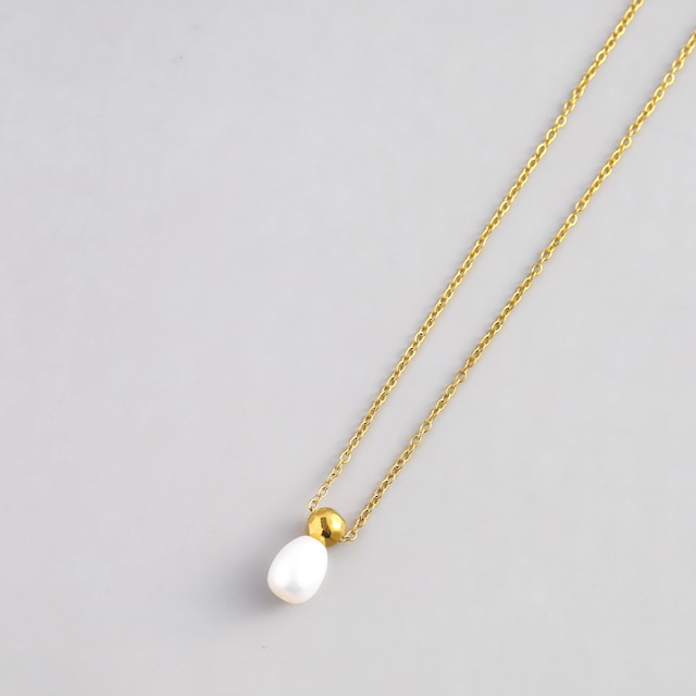 316L tansui pearl & gold ball necklace #n117