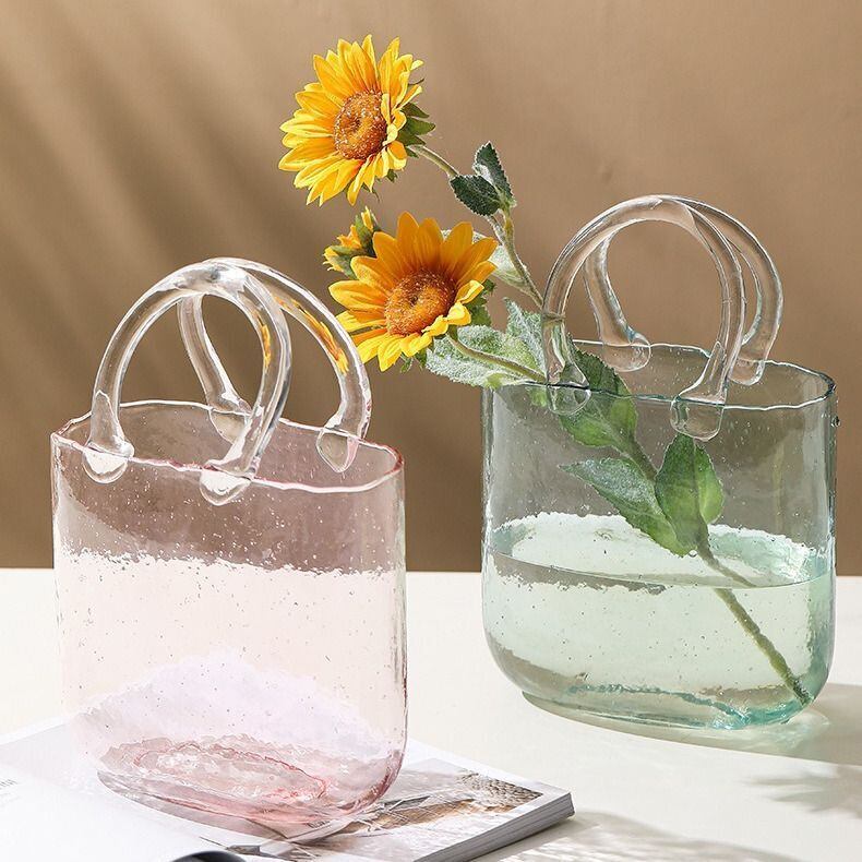 デザイン花瓶 ガラス 花瓶 フラワーベース ハンドバッグ型 花器