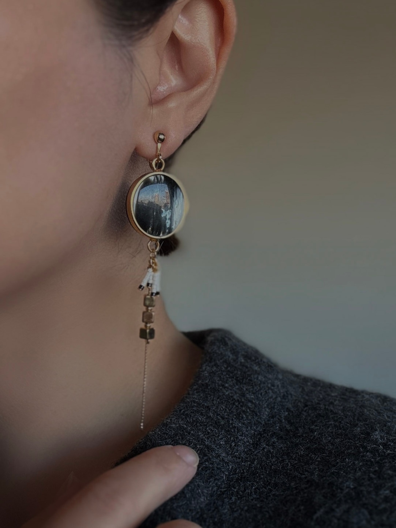 ミニスワッグ付き・ホリデージュエリー3点セット｜イヤーアクセ＆リング2点｜No.8