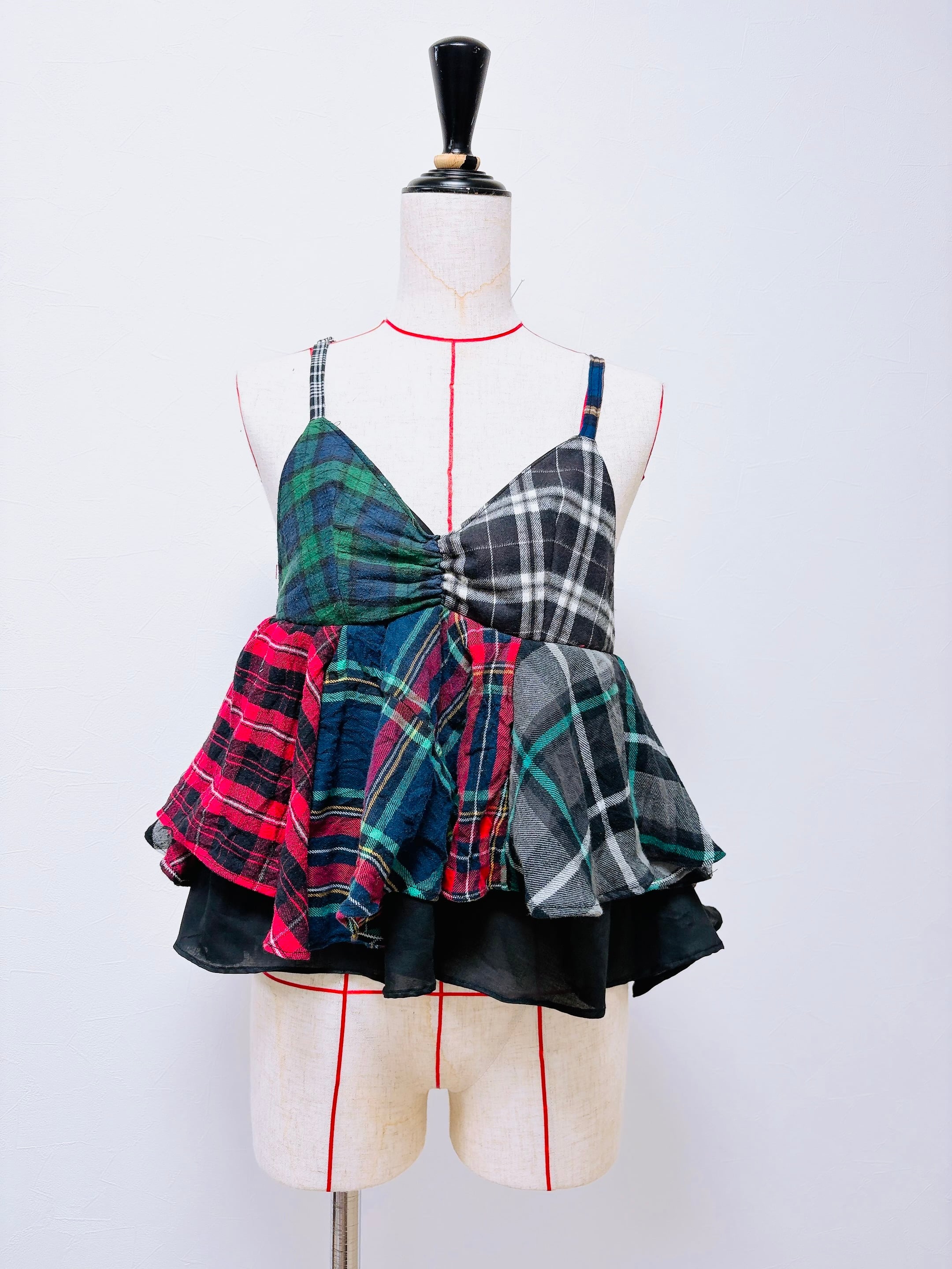 再販!Flannel check bustier