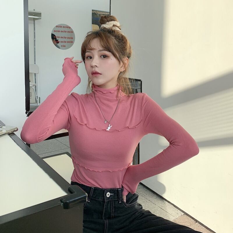 Tシャツ シャツ スリムオータムウィンターホワイトスタイルブラウス ロング 秋物 冬物 YY-ファッション55417405154