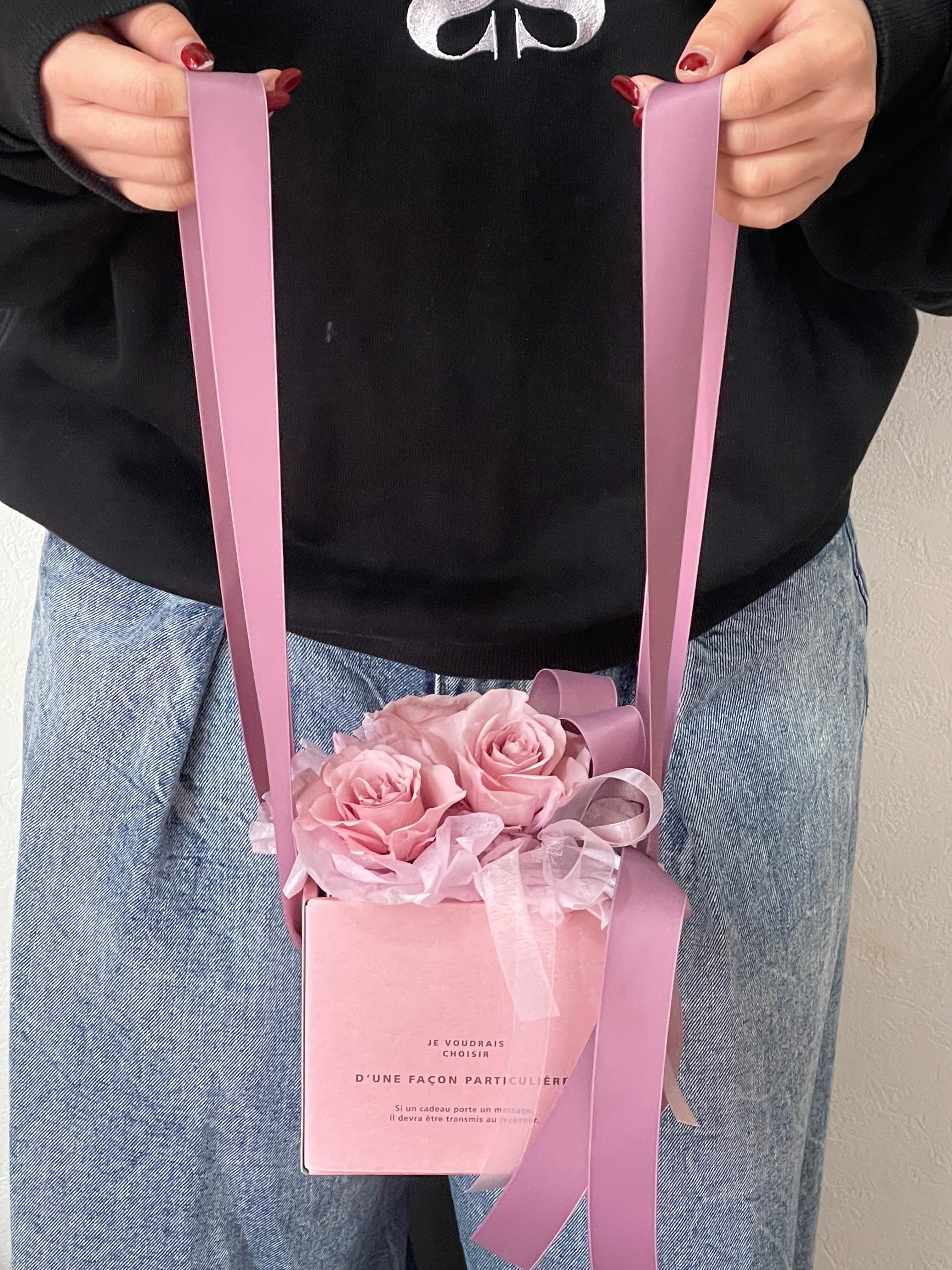 love ribbon」ボックスインブーケ プレゼント 可愛い スウィート