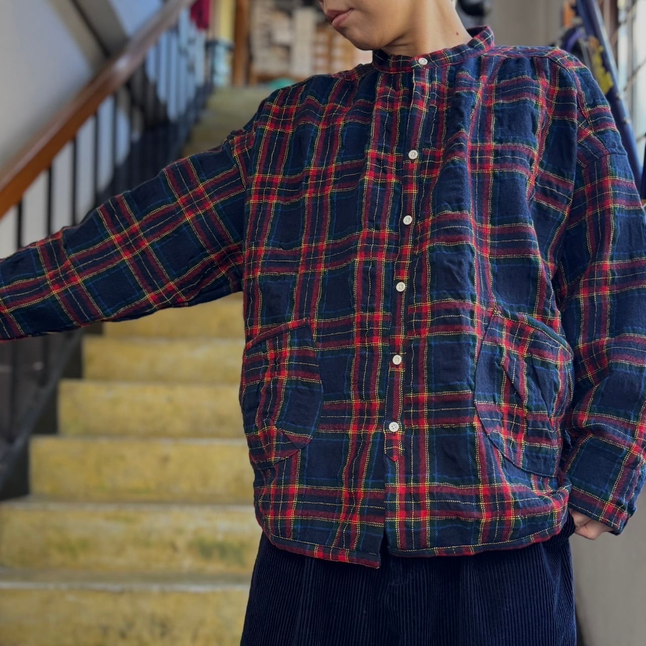 美品✨快晴堂　タータンチェック　カーディガン　ウール 3色＊レディース＊快晴堂 -Girl'sタータンチェック・リラクシンWork