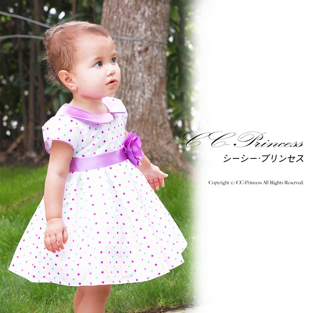 ファンシー ワンピースドレス ベビー Gd 226 B 女の子 ベビードレス ワンピース フォーマルドレス 発表会 結婚式 ドット 80 90 Cc Princess Cc Princess