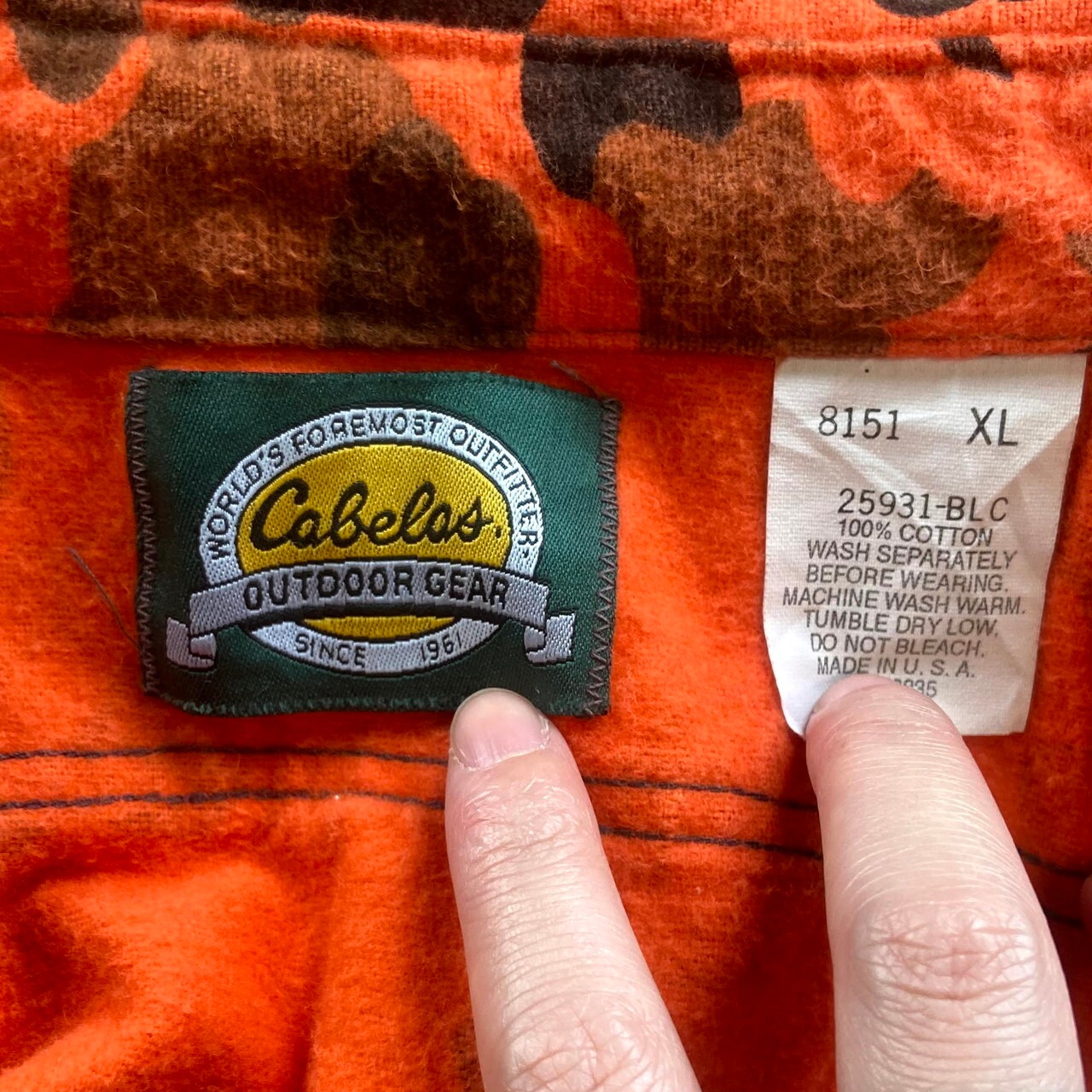 90年代 USA製 Cabelas カベラスダックハンターカモ シャモアクロス 