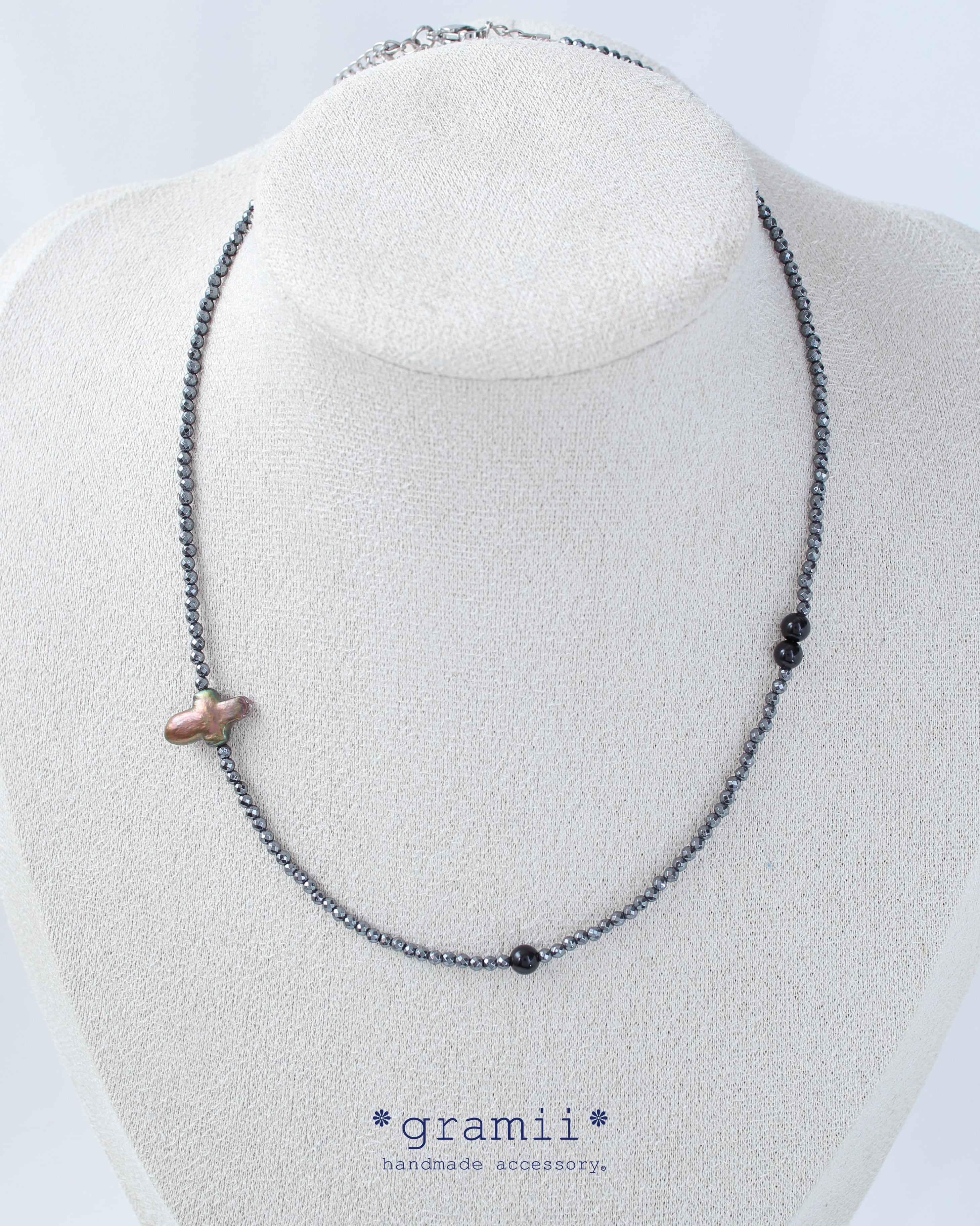 ネックレス　ハンドメイド No.22 原因は自分にある。長野凌大さま衣装協力】 bk & cross pearl necklace