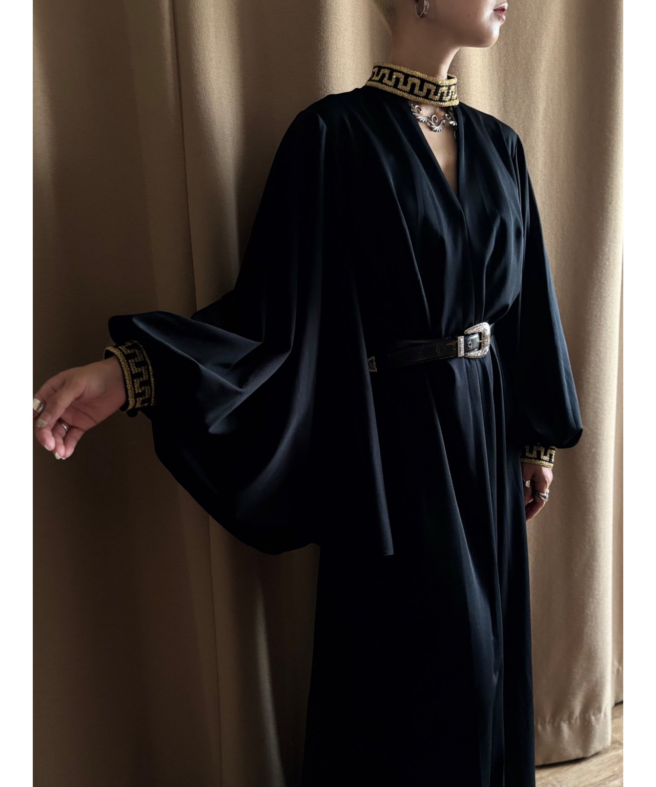 butterfly sleeve black import maxi dress-4852-8