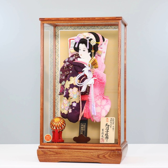 吉徳大光 【振袖羽子板 17号】 羽子板飾り ガラスケース飾り 羽子板｜刺繍｜木製｜和モダン｜ガラス仕様