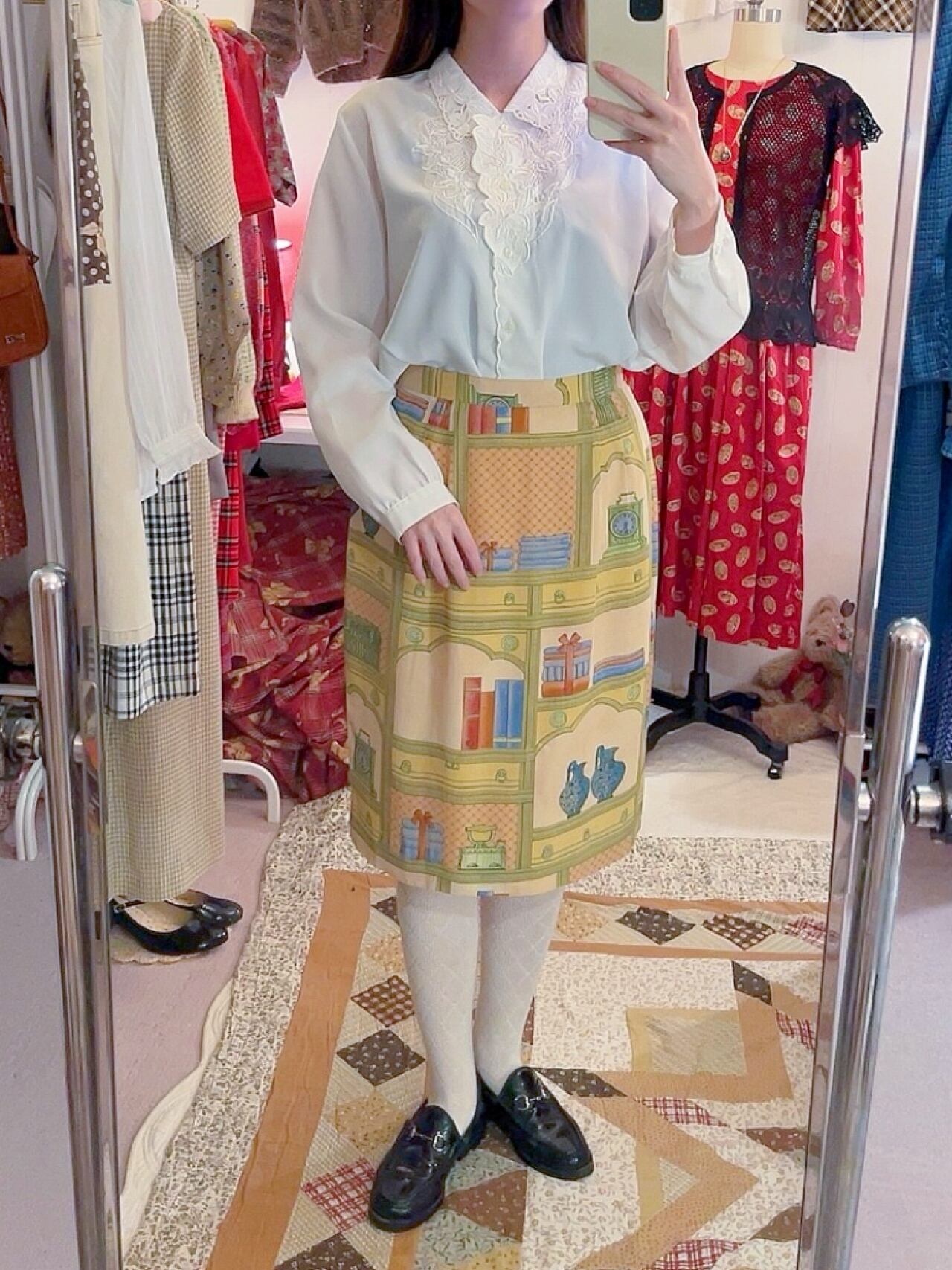 flower embroidery white blouse
