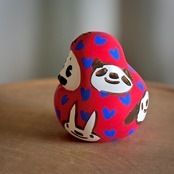 絵付け　白ひゃくまさん　「村田菜穂美　みんなお友達」