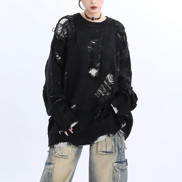 クラッシュデザインルーズニット ◆2col L00172