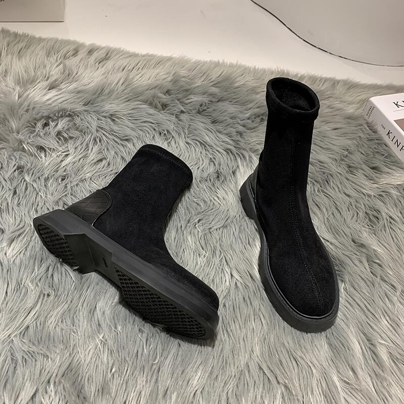 レッド薄手ブーツオータムスタンダードスリーブブラックショート レトロ 靴 シューズ 秋物 フェイクシューズ93872572800