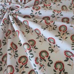 ブロックプリント生地【50cm単位】インド綿  小花柄 白×くすみグリーン×赤 #46496-GR3