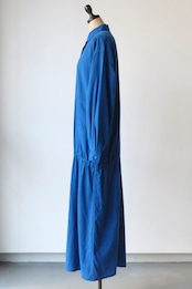 Vuokko cobalt blue cotton snap button shirt dress