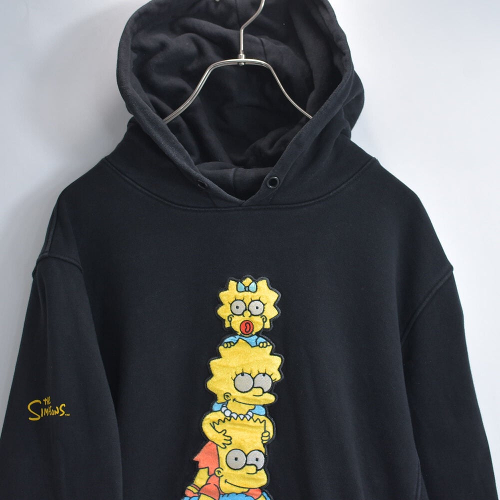 00s THE SIMPSONS ザ シンプソンズ ワッペン 刺繍 デザイン キャラクター スウェット パーカー アニメ カートゥーン ヴィンテージ ビンテージ USA アメリカ古着 メンズMサイズ