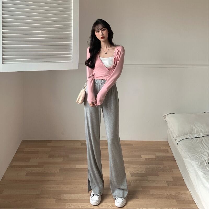 Tシャツ 薄手ショートブラウス サマーカーディガントップス ロング ピンク 夏物 ブラックストロベリース64051402233