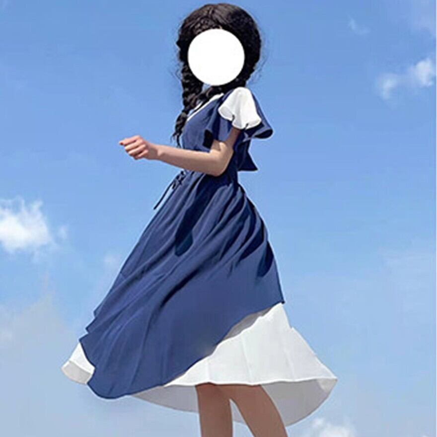 ロリータファッション セーラー風セットアップ ネイビー シフォン