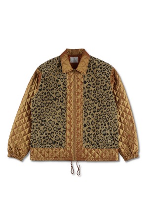 CHAMBRAY TWILL LEOPARD JACKET BROWN