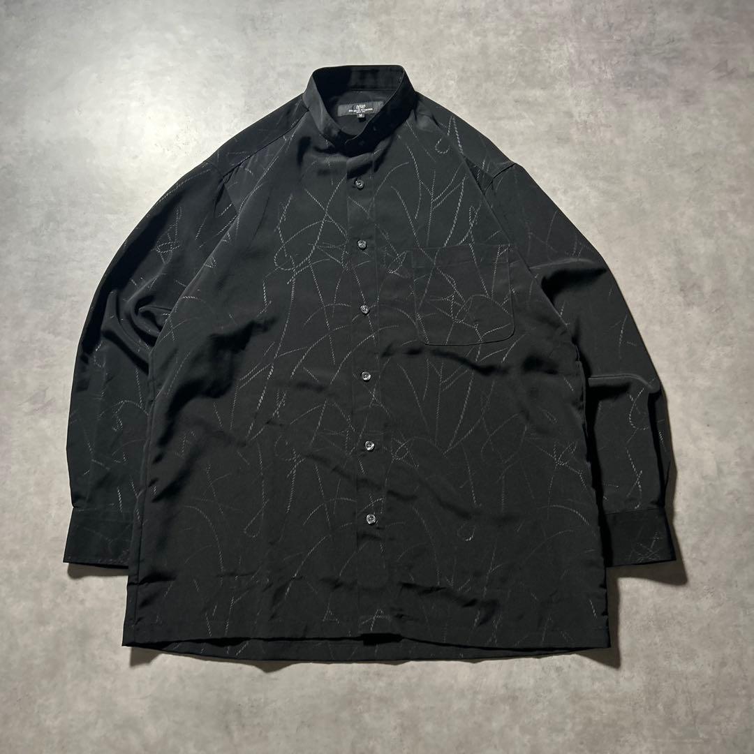 ヴィンテージ モードブラック ノーカラー バンドカラー デザイン シャツ