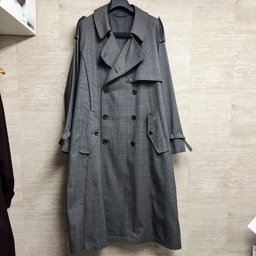 Stein シュタイン　ST.126-2 DOUBLE SHADE TRENCH COAT GLEN CHECK sizeS グレー　【中目黒B1】