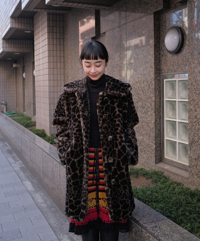 【送料無料】80's-90's "UNITED COLORS OF BENETTON" leopard fur coat MADE IN ITALY