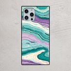受注生産 iPhoneケース 水色とラベンダーの水平マーブル｜マーブルアート PABS101C