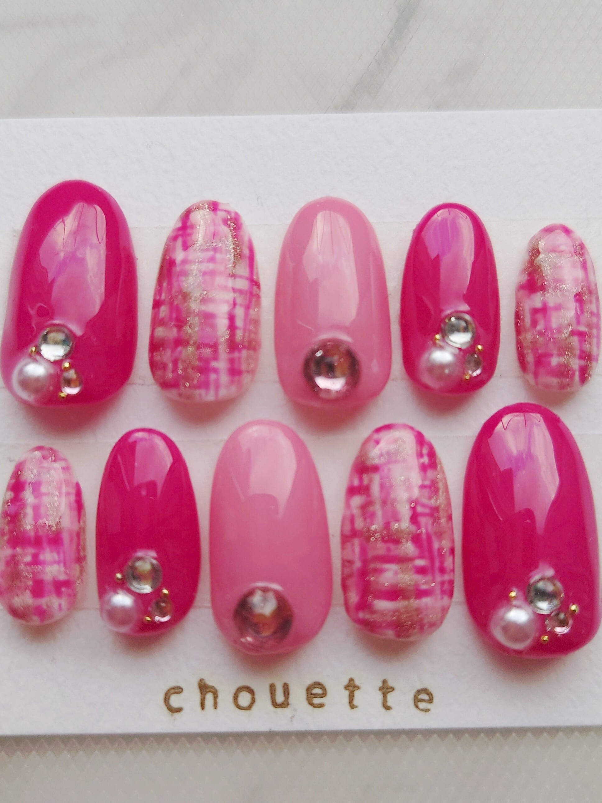 ネイルチップ韓国ワンホンマーブル水彩桃ピーチキラキラピンクニュアンス