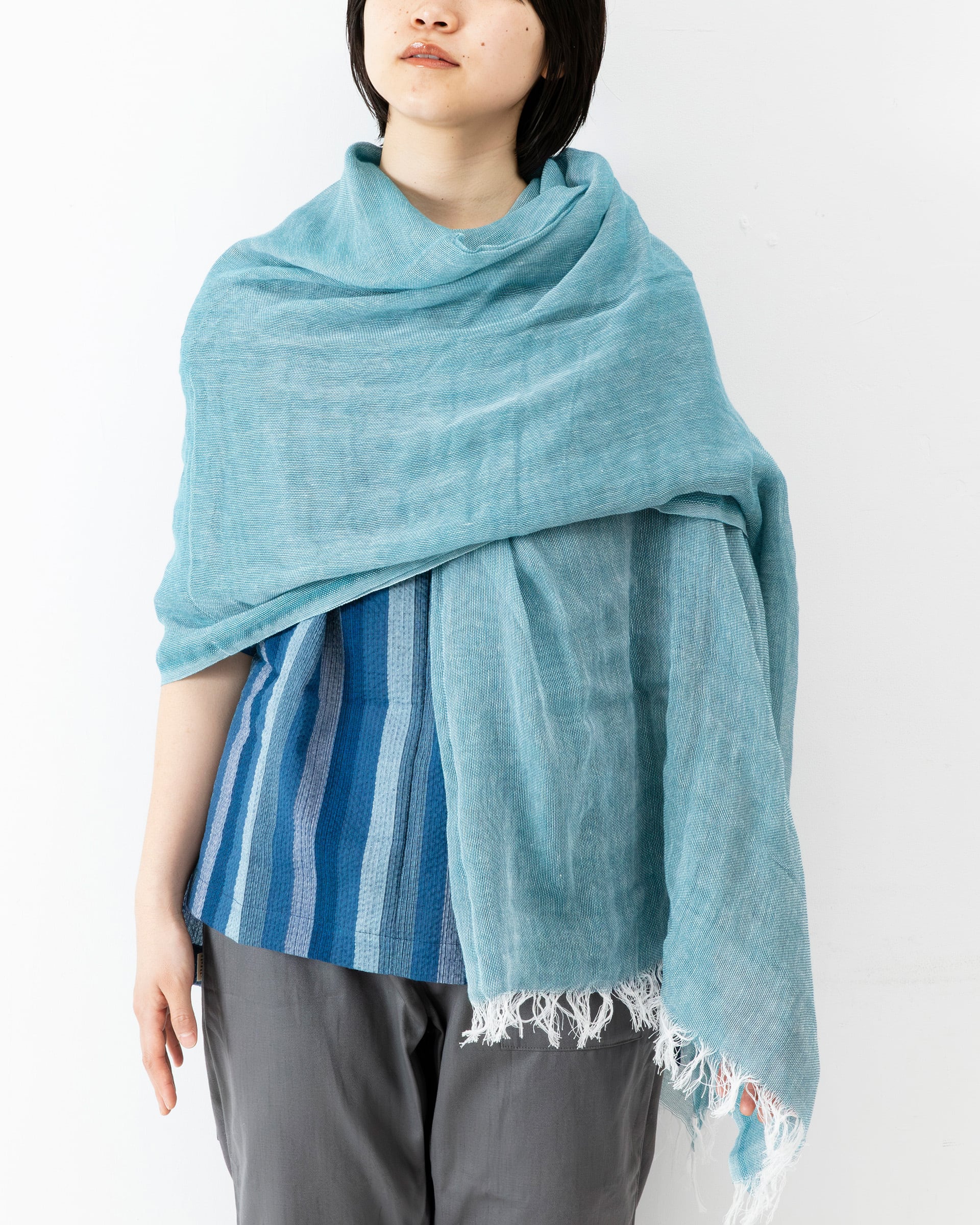 G-76 大判肩掛 [蚊帳綿紗] 縹 | SAGYO - 文化実践のための仕事着
