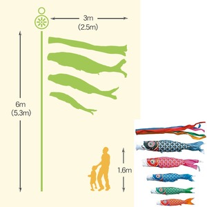 友禅ガーデンセット　３M８点セット（徳永鯉のぼり）