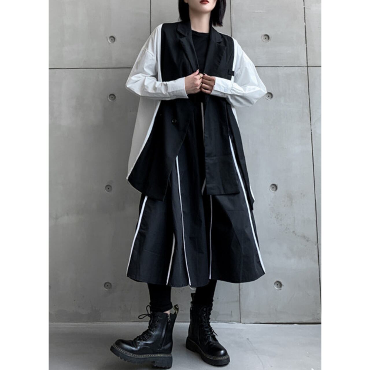 ストライプ Aライン ポケット付き スカート 00050