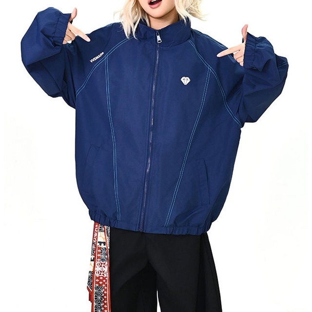 ミニマルラインステッチジップブルゾン 2col   R01443