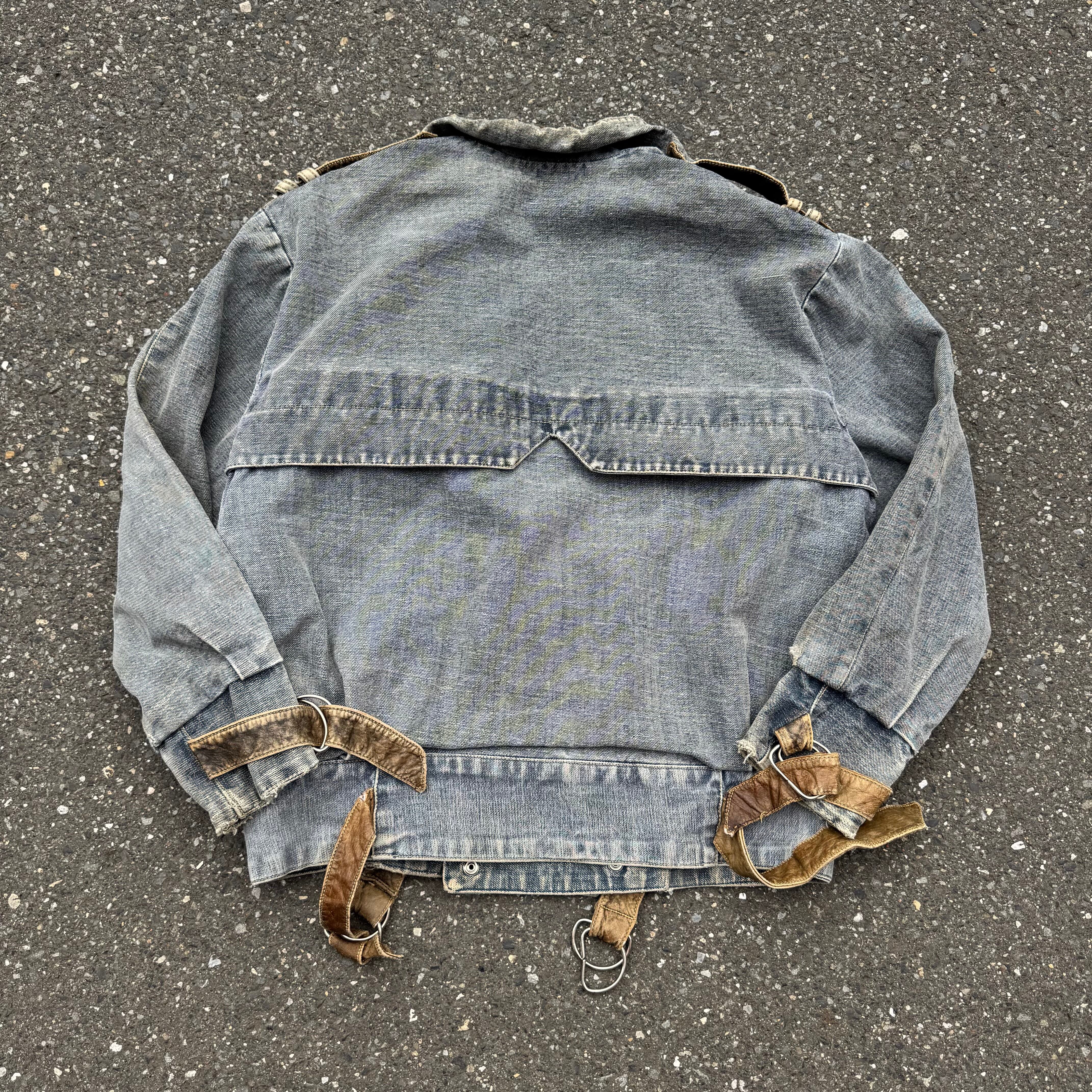 80-90s GUESS by GEORGES MARCIANO レザー切り替えWデニムジャケット