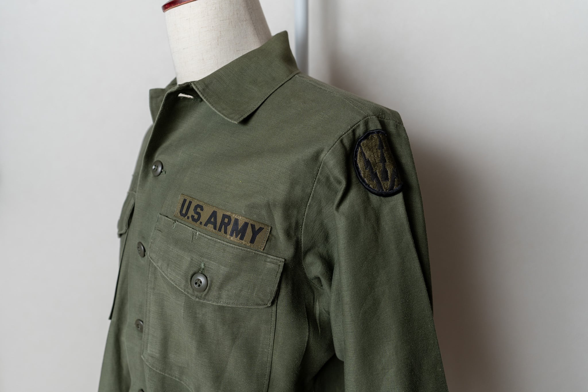 16 1/2】U.S.Army 70's OG-107 Utility Shirt Cotton100％ 