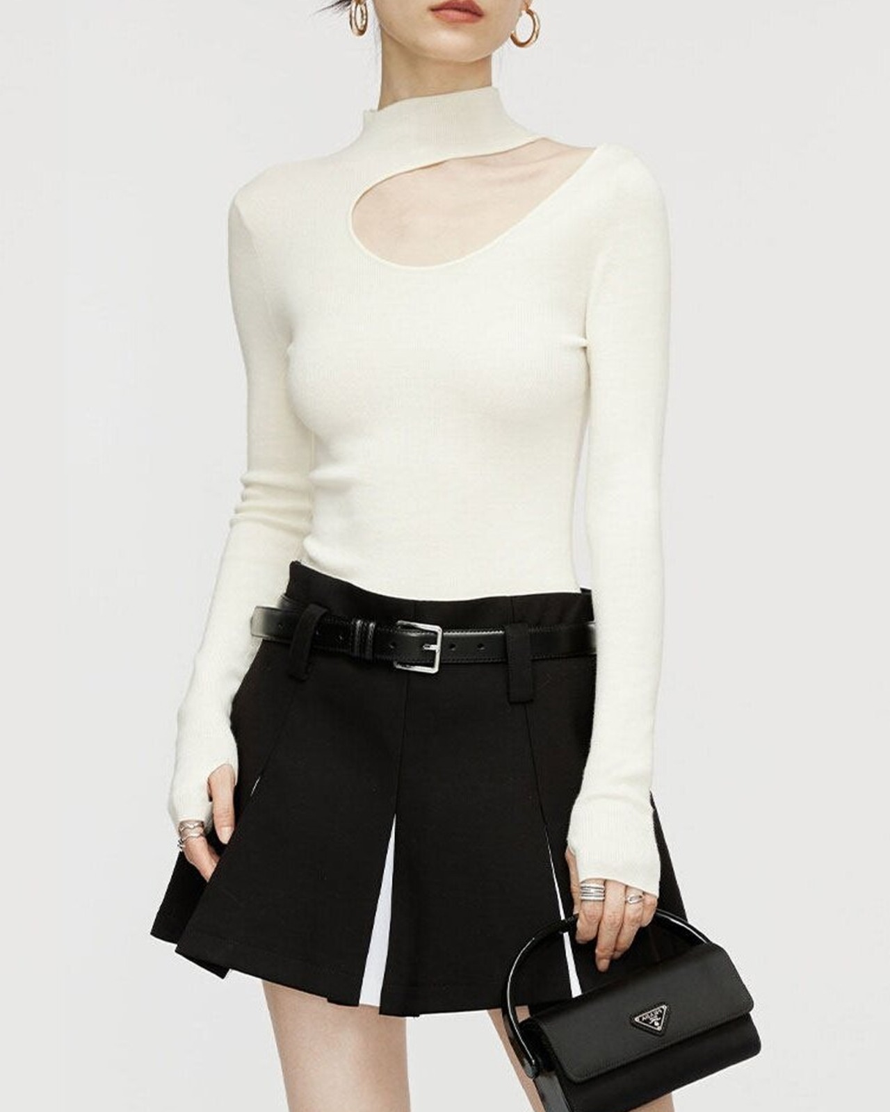 アシンメトリーカットアウトニット 3color A0852 - 7