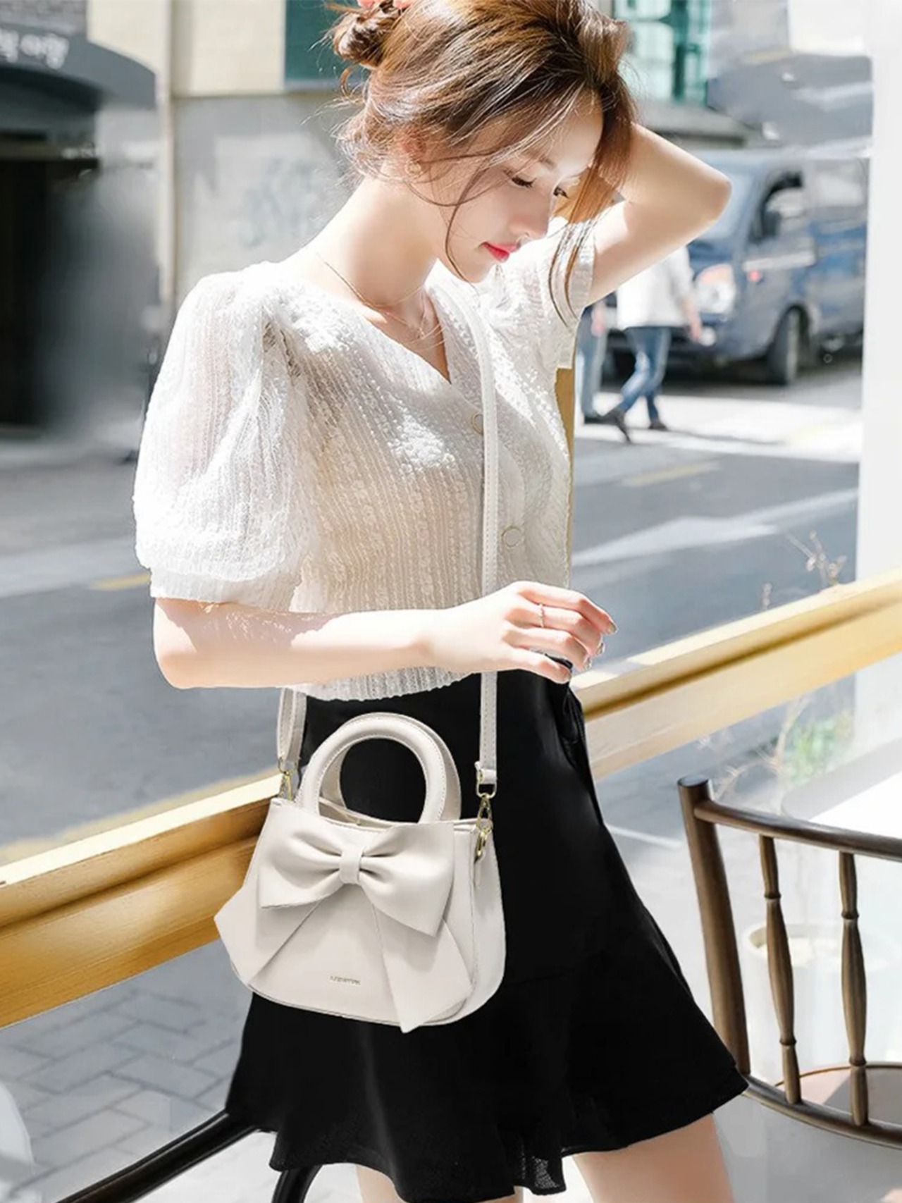 【0282】Ribbon PU Mini Hand Shoulder 2way Bag