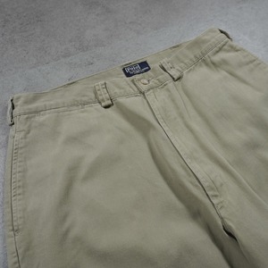 90s 初期型 USA製 Polo by Ralph Lauren POLO CHINO "No pleats" beige W34L30.5相当 古着