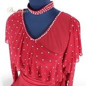 社交ダンス 衣装 スタンダード ドレス ワンピース パーティ衣装 女性用 レディース オールシーズン GRANT 赤 レッド系 ラインストーン チョーカー 深い赤色 ドレッシー 上品 衣装用ドレス 舞台衣装 フォーマルスタイル ダンスパフォーマンス おしゃれ カジュアル ショートスリーブ 伸縮性あり 長丈 ドレスコーディネート ラインストーンディテール 輝くデザイン エレガント 上質 向け 体型カバー ルームウェア お出かけ